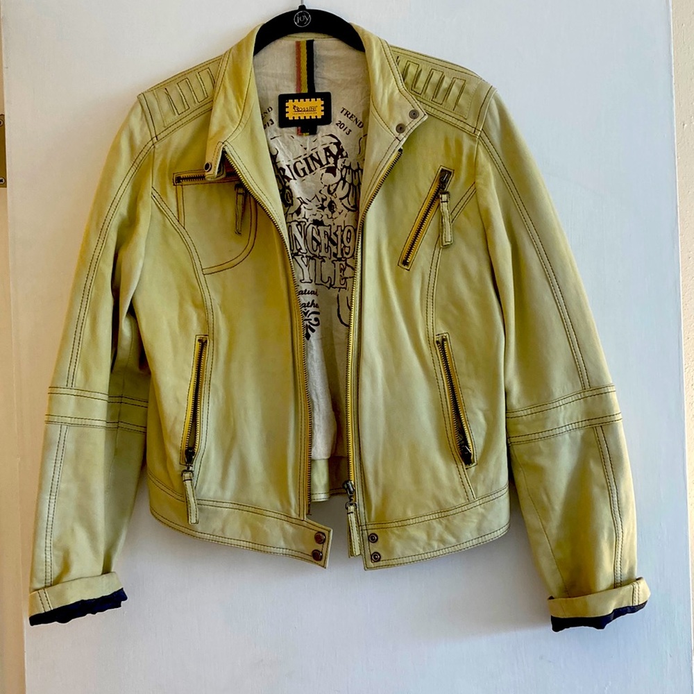 Baggio Rossini Yellow Leather Jacket Sz XL